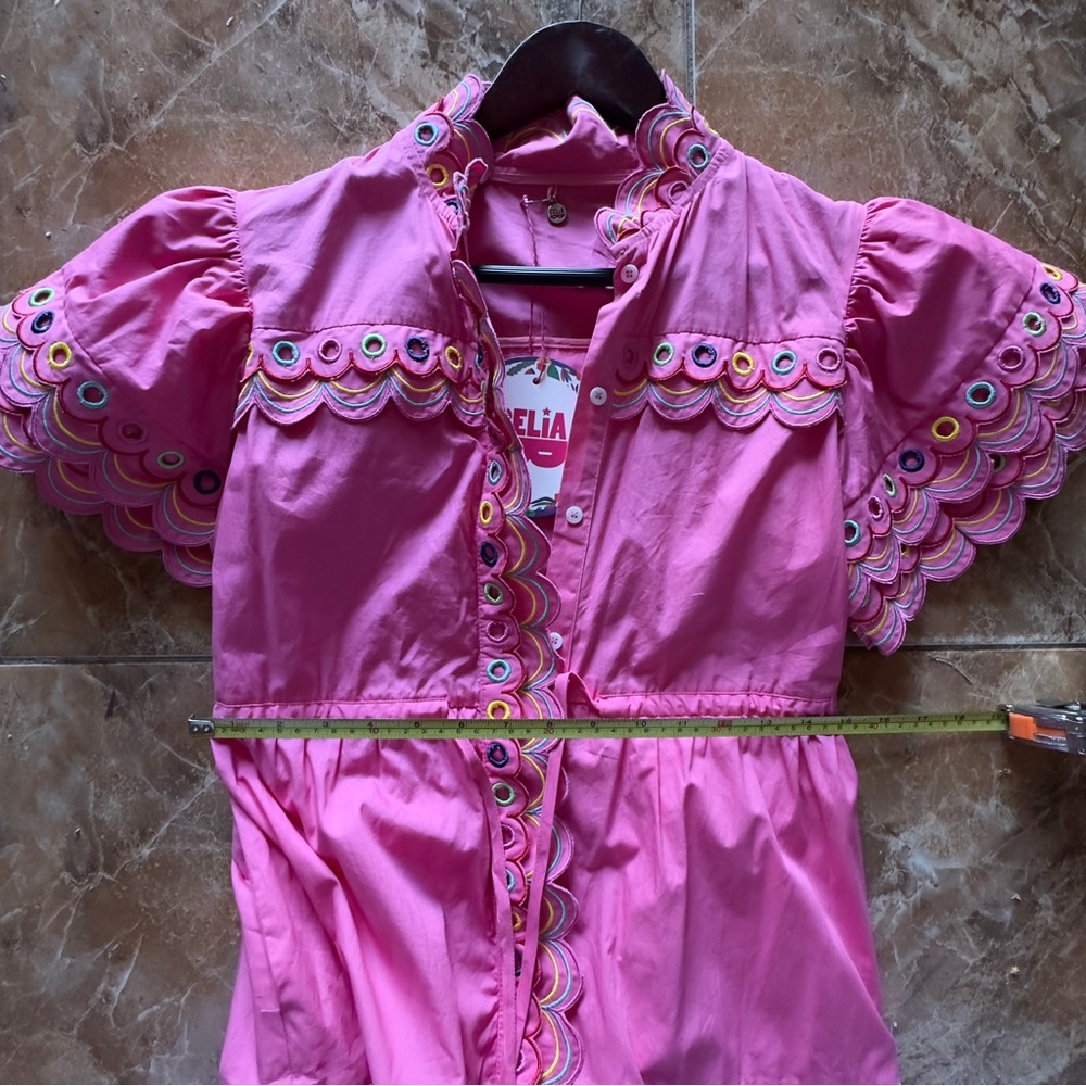 Celia B Pink Embroidered Cotton Dress - Picture 9 of 9